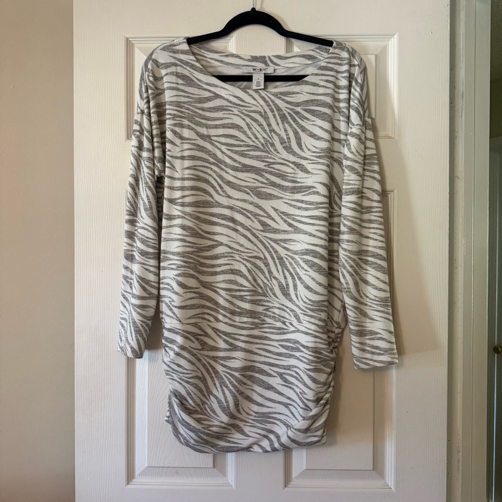 WHBM Gray Zebra Print Women's Tunic Top